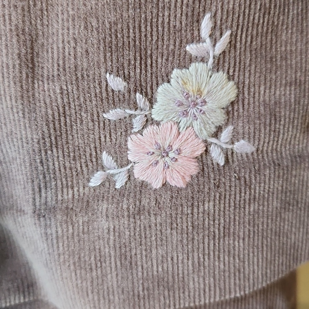 Jacadi Paris Dark Brown Jumpsuit with Pink Floral Embroidery - Picture 6 of 11